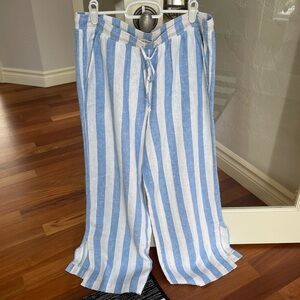 Anthropologie Blue and White Striped Wide Leg Pants